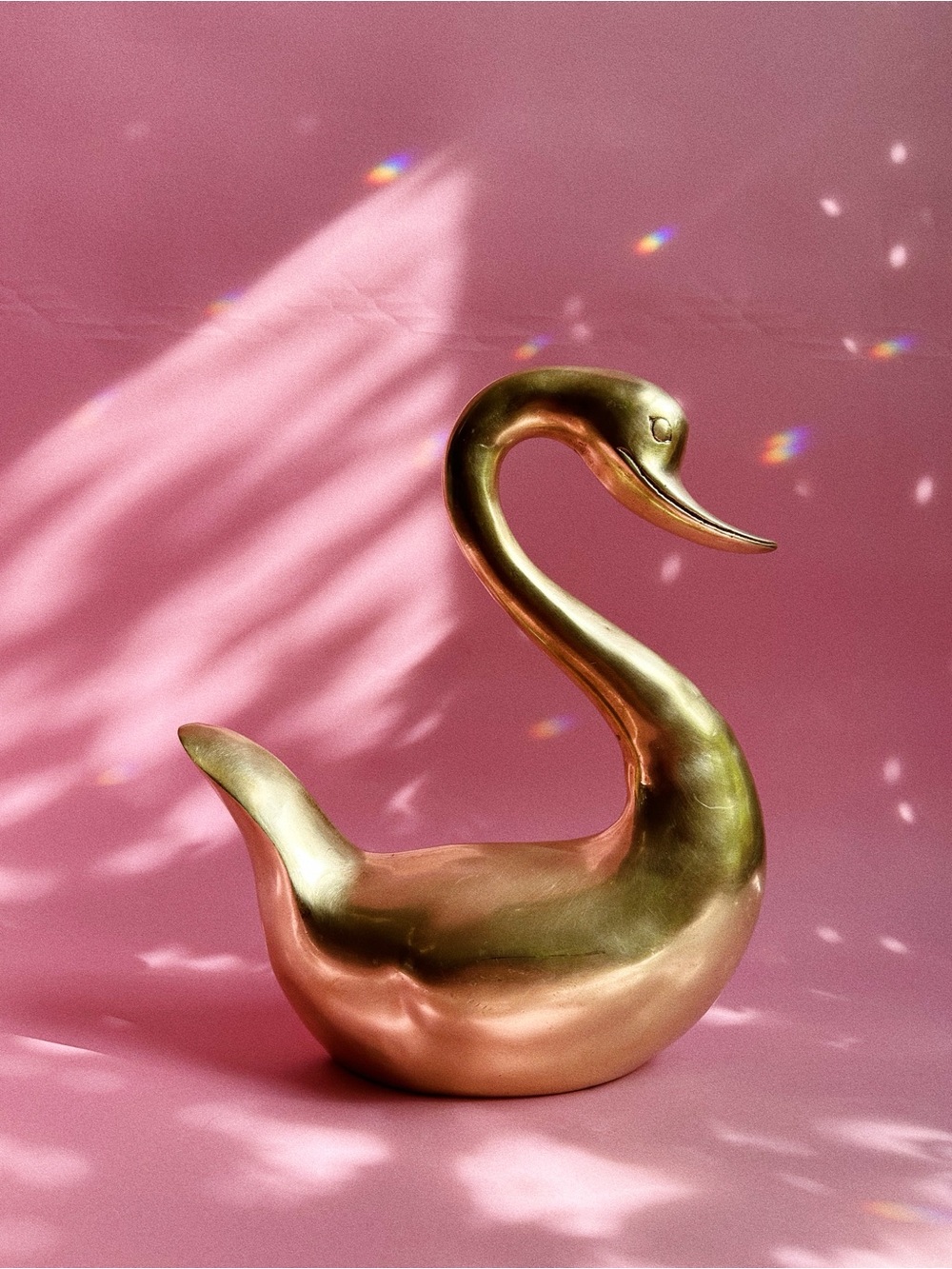 Vintage Large Brass Swan Sculpture Decorative Figurine - Home Art Gold